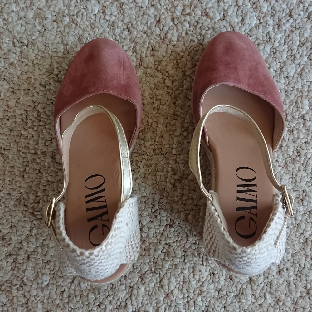 Anthropologie Gaimo Cielo mauve Pink suede Wedge Sandals size 6